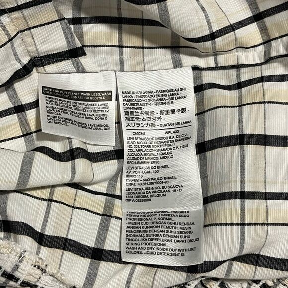 Levi’s Vera Puff Sleeve Blouse Large Farmhouse Coquette Peasant Sally Plaid Boho - Picture 7 of 8